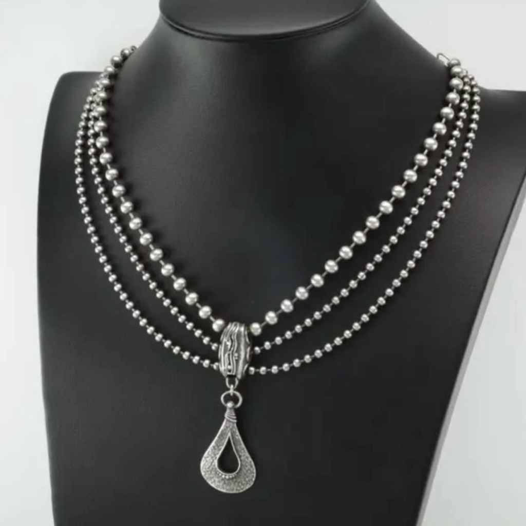 Rare Silpada Sterling Silver 3 Strand Necklace With Oxidized Pendant. 18”